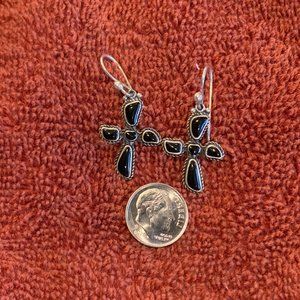 Barse Black 5 Stone Wire Dangle Cross Earrings